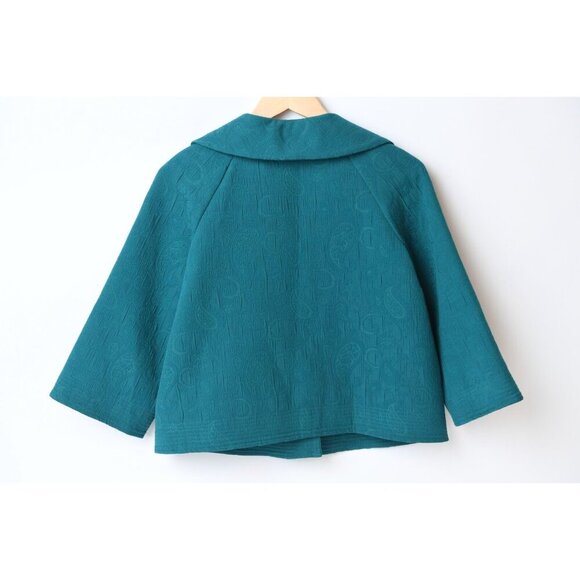 Laura Ashley Cropped Jacket 90s Vintage Women’s Sz Petite S in Teal - Picture 7 of 14